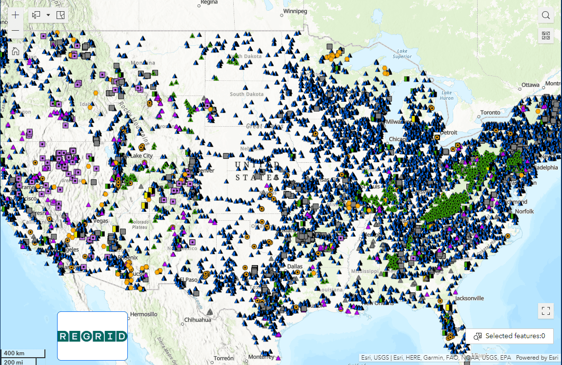 National map of mine locations in the Mineralocity platform