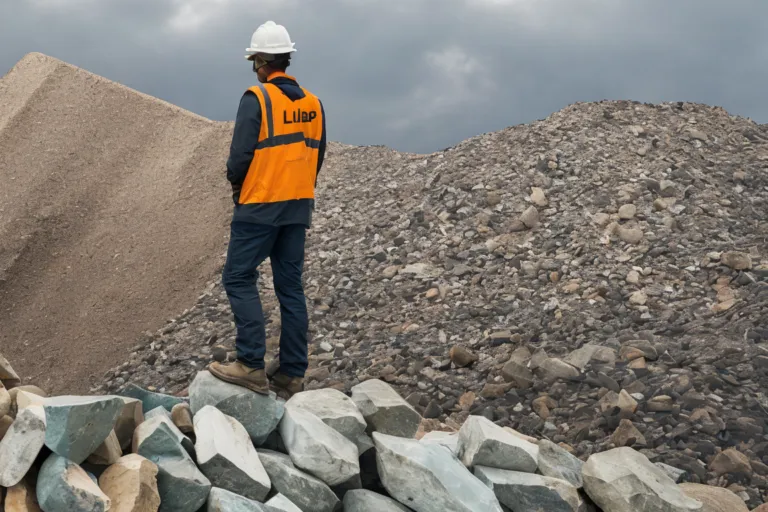 A man stands on a pile of rock considering the best way to go about Expanding Aggregate Production